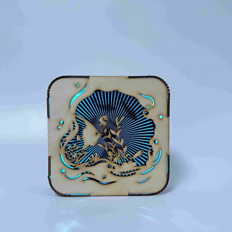 DIY wooden puzzle mermaid swimming dynamic night light