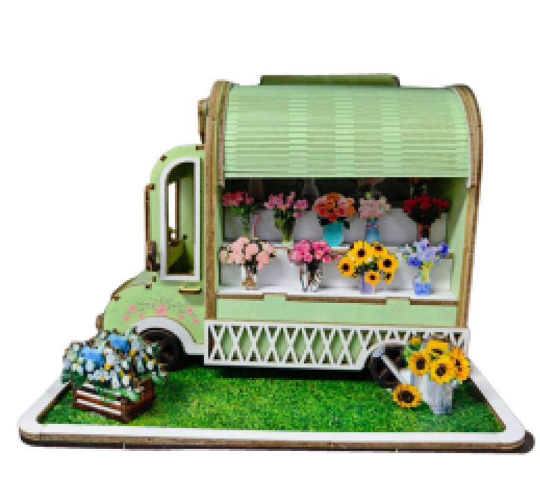 Wooden Puzzle Flower Car